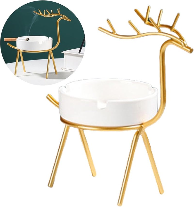 منفضة سجائر سوداء من السيراميك على شكل غزال، حامل رماد إبداعي للمدخنين، ديكور للمنزل - Image 2